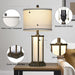 27Inch Tall Bedside Table Lamps with Charging Ports for Living Room,Traditional Lamp with Night Light for Bedroom Nightstand,Single Bronze