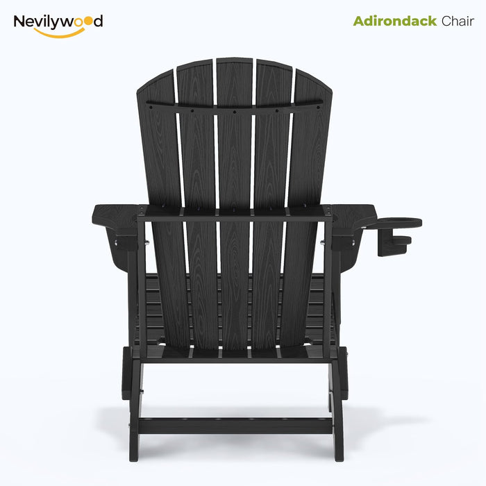 Adirondack Chair, HDPE Folding Outdoor Chair, Black