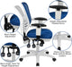 Nicholas Mid-Back Blue Mesh Multifunction Executive Swivel Ergonomic Office Chair with Adjustable Arms and White Frame