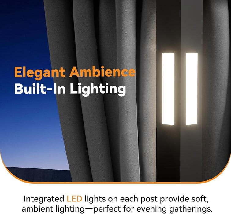 Patio Gazebo 10x10 BluetoothSpeakerLEDLightingAllWeather