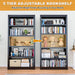 69 Inches Black MetalBookshelf With Adjustable Shelves