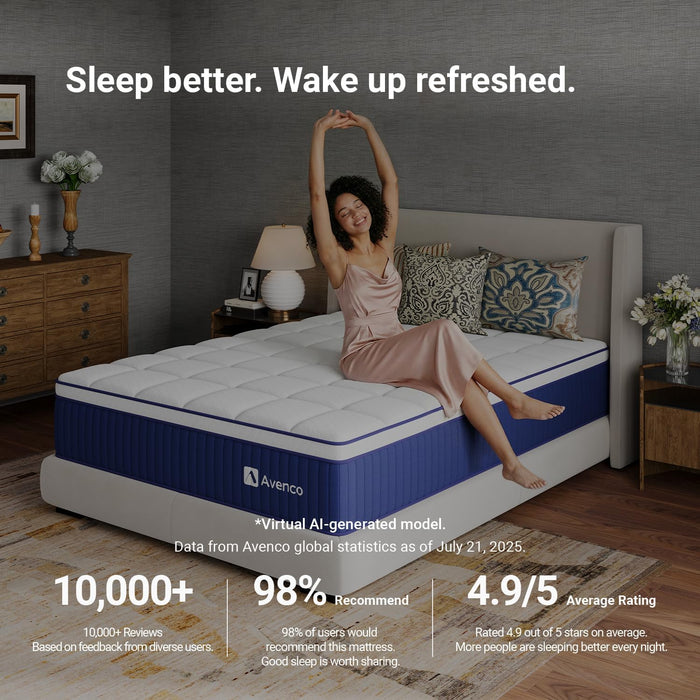 Hybrid Mattress with Gel Memory Foam, 10 Inch Twin Size Mattress