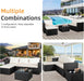 4 Pieces Patio Furniture Set, 2-In-1 Convertible Sectional Sofa & Chaise Lounge, All-Weather Wicker Rattan Sofa Couch with Cushions & Coffee Table for Yard, Garden, Porch, Poolside (Beige)