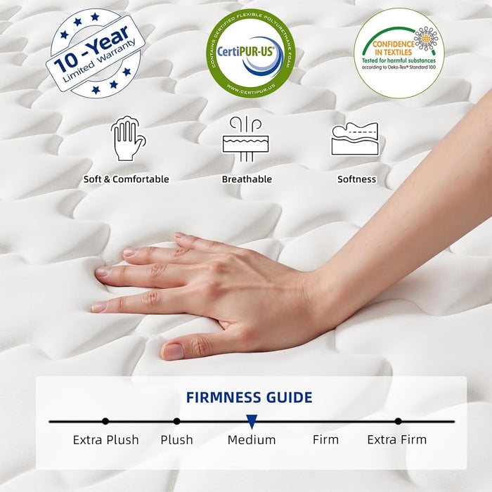 Thickened Memory Foam Queen Mattress(12.9Inchest) Cool Mattress-9-Layer Thickened-Medium Firm,Bed Durable,Edge Reinforcement No Collapse,Top Exhaust System No Damp Heat,No Back Pain-365Day Try