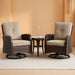 Outdoor Swivel Rocker Chairs, 3 Piece Wicker Patio Set with Thick Cushion and Side Table, Rattan Patio Swivel Rocking Chairs for Porch, Deck Use (Brown/Beige, 3 PCS)