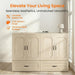 Queen Murphy Bed With Mattress NaturalWood Storage