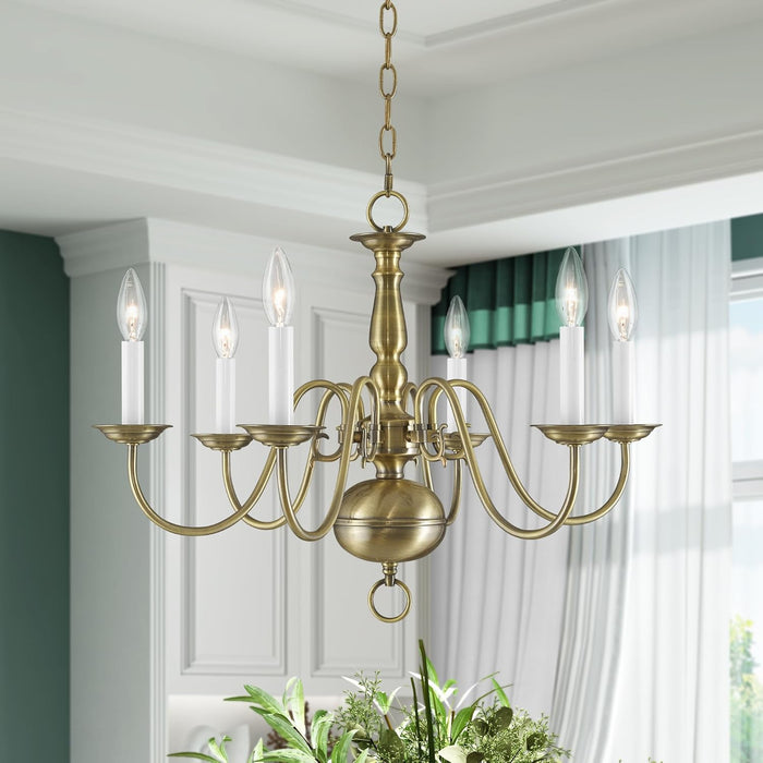 Lighting 5006-01 Williamsburgh 6 Light Antique Brass Chandelier