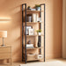 5-Tier Bookshelf, Book Shelf, Industrial Bookcase, with Steel Frame, for Living Room, Home Office, Bedroom, 9.4 X 24.4 X 65 Inches, Greige and Black ULLS025B02