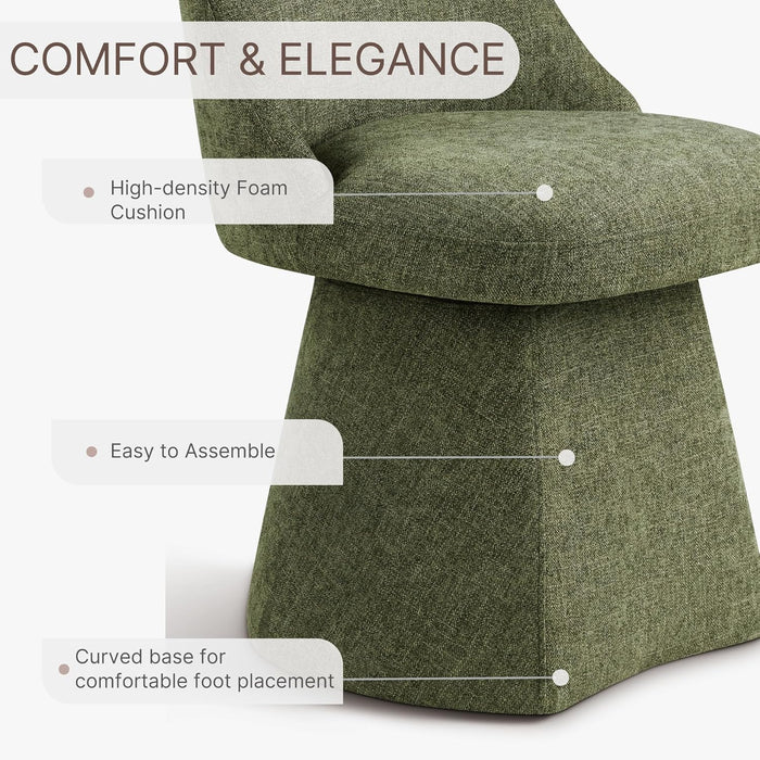 Swivel Dining Chairs Set of 2, Upholstered Mid Century Modern Deskchair with High Back, Linen Fabric Kitchen Chairs for Dining Room, Bedroom, Dressing Room, Green