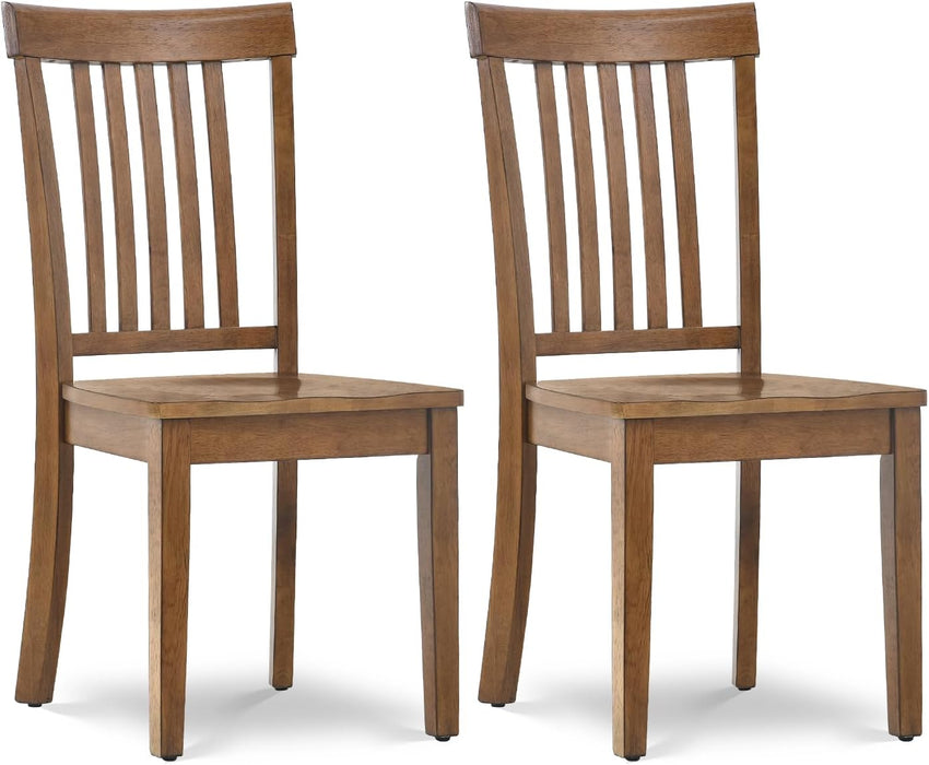 Wooden Dining Chairs Set of 2, Spindle High Back Windsor Kitchen Side Chair, Farmhouse Dining Chairs for Kitchen and Dining Room, Light Brown