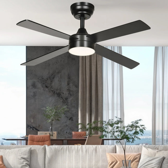 48In Black Ceiling Fans with Light and Remote Control /App Control, Modern Smart Ceiling Fan for Indoor Outdoor