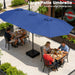 15FT Patio Umbrella with Base,Large Outdoor Double-Sided Rectangle Umbrella with Crank Handle, Market Umbrella for Poolside Garden Deck Backyard Beach Pools,Navy