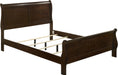 Home Furnishings - Louis Philippe - Wood - Queen Sleigh Bed with Curved Details, Slim Legs, Traditional Style, Geometric Form - Bedroom - Cappuccino - 202411Q