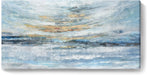 Abstract Wall Art for Living Room Large Framed Light Blue Canvas Print Coastal Theme Artwork Modern Ocean Skyline and Sunset & Sunrise in the Seaside Painting for Home Bedroom Décor 48X24Inch