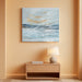 Abstract Wall Art for Living Room Large Framed Light Blue Canvas Print Coastal Theme Artwork Modern Ocean Skyline and Sunset & Sunrise in the Seaside Painting for Home Bedroom Décor 48X24Inch