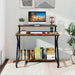 Rolling Computer Desk with Charging Station, Mobile Portable Laptop Desk with Monitor Stand & Storage Shelf, Small Desk with Lockable Wheels for Small Spaces, Home Office (Rustic Brown)