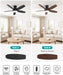 Ceiling Fans with Lights, 42 Inch Ceiling Fans with Lights and Remote, Dimmable, Noiseless, Low Profile Ceiling Fan with Light for Bedroom, Indoor and Outdoor Use(Black)