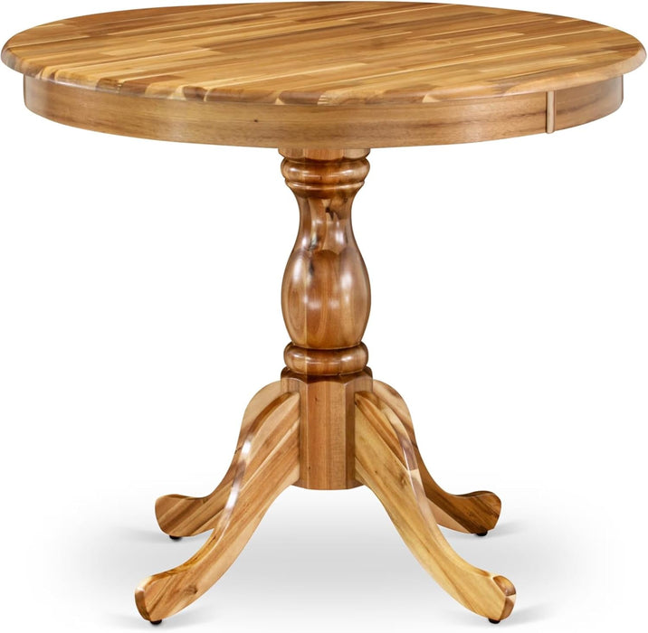 AMT-ANA-TP Antique Dining Room Table - a round Kitchen Table Top with Pedestal Base, 36X36 Inch, Natural