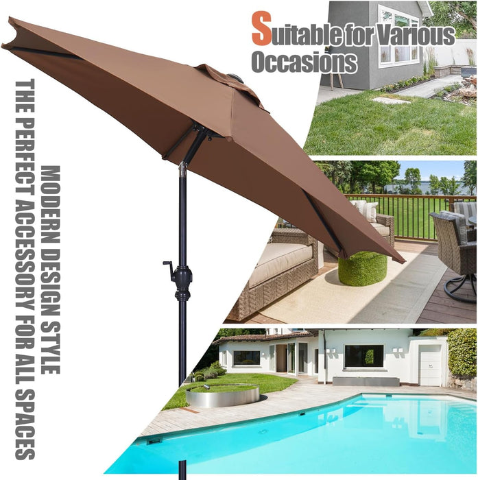 7.5Ft Patio Umbrella, Outdoor Umbrella Aluminum Market Table Umbrellas with Tilt, Crank and Sturdy Ribs for Lawn, Garden, Backyard and Pool