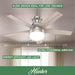 Anslee, Indoor, Ceiling Fan, with LED Light, 46 Inch, Brushed Nickel | Low Profile Mount, Pull Chain, 5 Blades, for Bedroom, Living Room, Kitchen, 50278