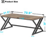 Rustic Large Computer Desk, Industrial Extra Long Home Office Desk, Wood Pc Writing Work Study Computer Table Desk, Farmhouse Workstation Gaming Executive Desk for 2 Person, Rustic Oak, 70 Inch