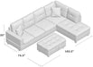 Sectional Sofa Faux Leather Modern L Shaped Couch Set 103.5”Wide Including Chaise and 3 Seating Sofa with Storage Ottoman for Living Room Furniture (Right Hand Facing, A-White)