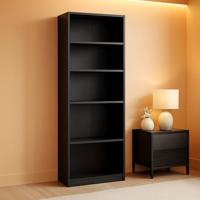 JAYA Simply Home 5-Shelf Bookcase, 5-Tier, Black