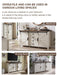 60" Wide Farmhouse Sideboard Buffet Cabinet, Antique White | 31.2" Tall Kitchen Cabinet with Storage, 2 Sliding Barn Doors, 4 Drawers, Rustic Wood, Coffee Bar Table, Dining Room
