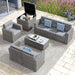 8 Pieces Outdoor Patio Furniture Set, Wicker Patio Conversation Sets with Storage Box, Rattan Outdoor Sectional Sofa Set with Cushions and Coffee Table for outside Porch, Deck, Gray