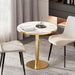 31.5" Circle Tulip Table with Sintered Stone Tabletop, Gold Edge & Pedestal | Modern round Dining Table, Leisure Bistro Table for Kitchen, Small Places, Living Room, Cafe, Restaurant (Snow Peak Marble)