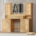 55 Inch Makeup Vanity Desk With LED Lights RGB Glass Cabinets