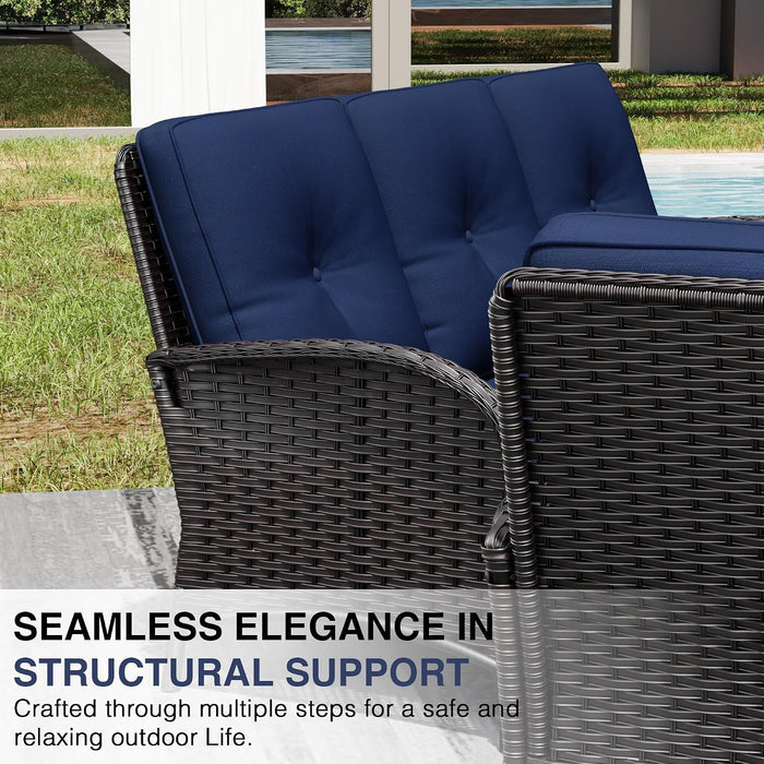 Wicker Patio Furniture Set, 6 Piece Outdoor Furniture Set with Thickened Cushions, High Back, Deep Seating, Wide Armrest, Outdoor Swivel Rocker Chairs for Porch, Deck