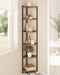 Corner Shelf Stand, Corner Bookshelf, Storage Standing Shelf Unit with Metal Frame, Plant Stand, Corner Bookcase for Living Room, Home Office, Bedroom, 6-Tier Rustic Brown CS06001B
