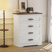 Farmhouse 4 Drawers Dresser for Bedroom Rustic Chest of Drawers with Natural Texture White Drawers Organizer for Living Room Hallway