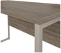 Table with Open Metal Leg Design and Privacy Panel | Hybrid Large Computer Desk for Home Office, 42W X 24D, Modern Hickory