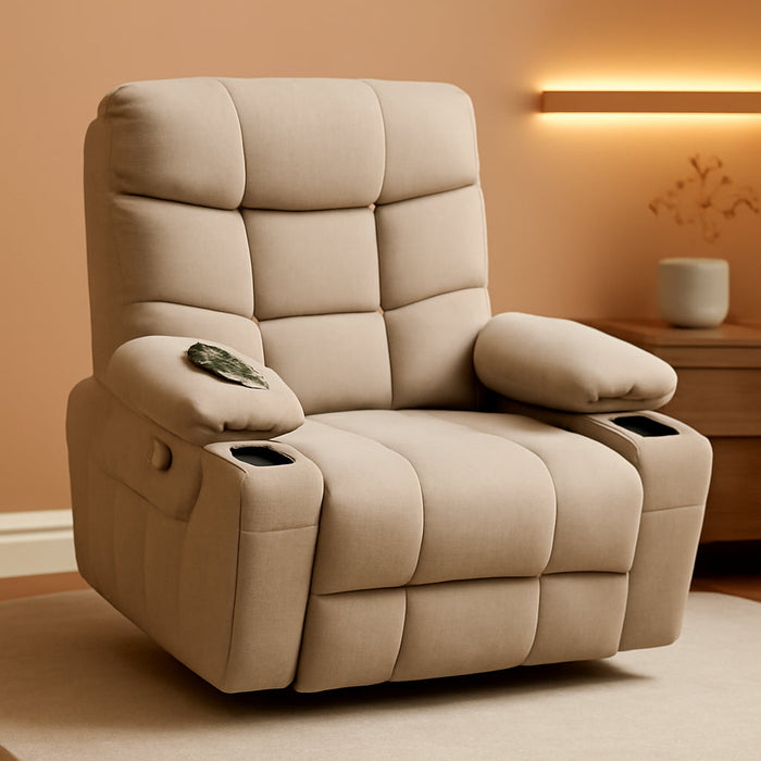 Power Lift Recliner Chair with Extended Footrest for Elderly People, Fabric 7287 (Oatmeal, Medium-Regular)