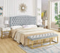Velvet Upholstered Tufted Button King Headboard and Comfortable Fashional Padded King/California King Size Headboard- Gray