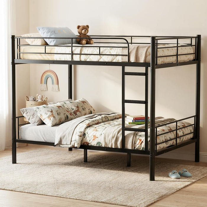 Black FullOverFull Metal BunkBed DetachableRails HeavyDuty