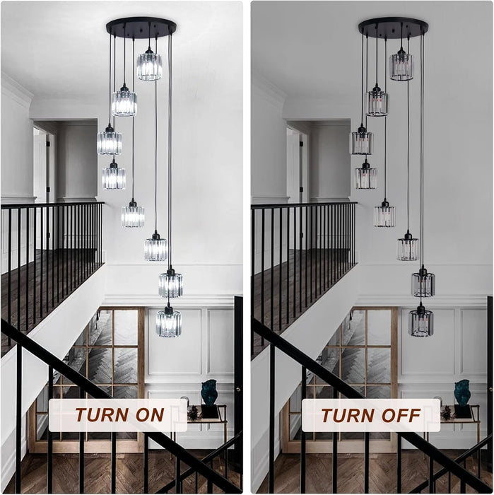 8 Lights Crystal PendantLight Ceiling Chandelier Black