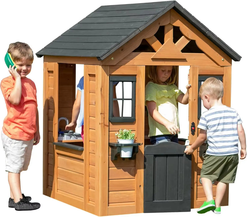 Playhouse，Backyard Discovery Sweetwater All Cedar Wooden Playhouse, Light Brown46 X 42 X 55 Inches