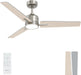 52 Inch Ceiling Fans with Lights and Remote, Brushed Nickel Ceiling Fan, 6 Speed Reversible, 3CCT, Dimmable, Noiseless, 3 Blades, Quiet DC Motor, Silver Ceiling Fan for Bedroom, Indoor and Outdoor
