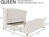 Queen Size Platform Bed Frame, Velvet Upholstered Bed with Deep Button Tufted & Nailhead Trim Wingback Headboard/No Box Spring Needed/Cream