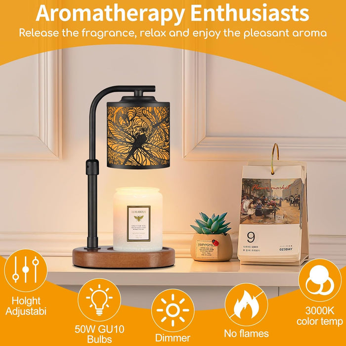 Candle Warmer Lamp with Timer, Electric Candle Lamp Warmer Birthday for Mom Women Home Bedroom Decor Wax Melt Warmer for Scented Wax with Jar Candles (Dragonfly)