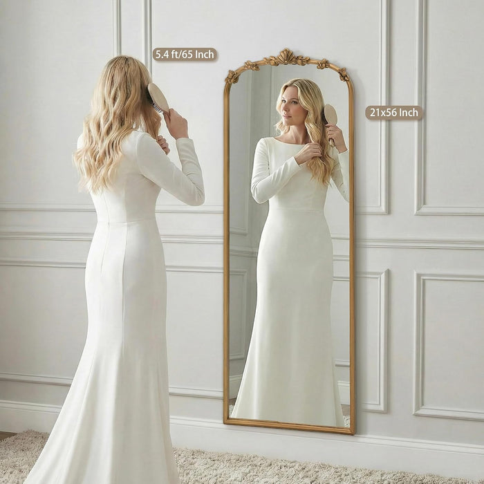 Full Length Gold Mirror: 21''X56'' Baroque Floor Long Body Mirror