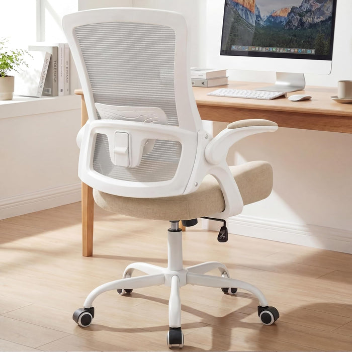 Office Desk Mesh Chair with Adjustable Ergonomic Lumbar, Beige