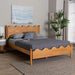 Malaya Modern Oak Brown Wood Queen Platform Bed with Scalloped Edges