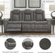 Next-Gen Durapella Modern Faux Leather Power Reclining Sofa with Adjustable Headrest, Gray