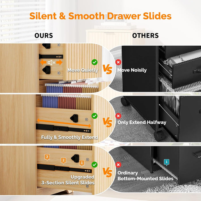 Contemporary Oak Filing Cabinet Featuring Four Drawers