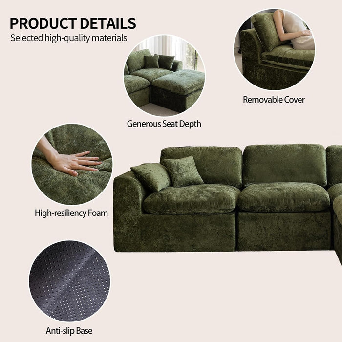 Forest Green Oversized 115 Inch Convertible Sectional