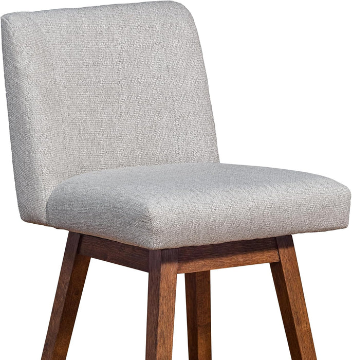 Basila Modern Farmhouse 26" Seat Height Swivel Bar Stool for Kitchen Island Counter in Brown Oak Wood with Taupe Fabric
